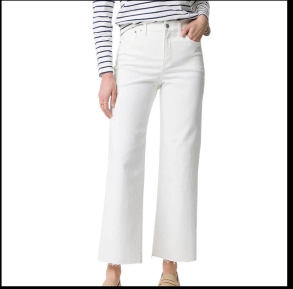 NWD J. Crew Wide Leg Crop All Day Stretch White Size 28P Raw Hem